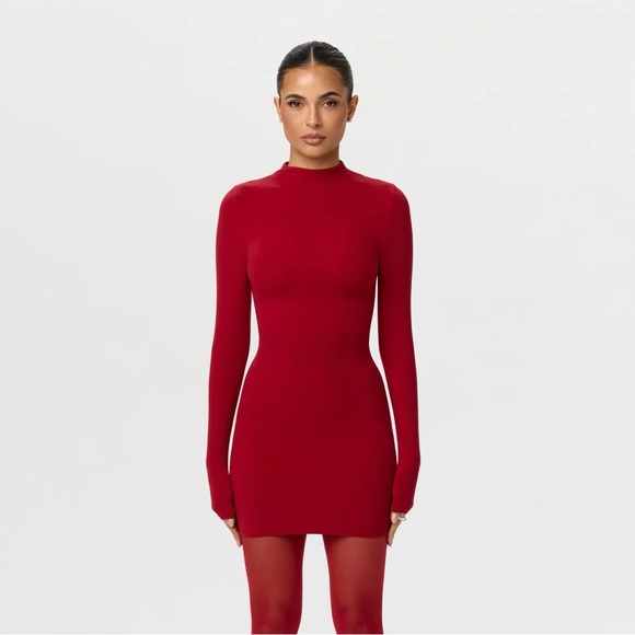 naked wardrobe Dresses & Skirts - NEW!!! Naked Wardrobe Bold Red Long Sleeve Dress